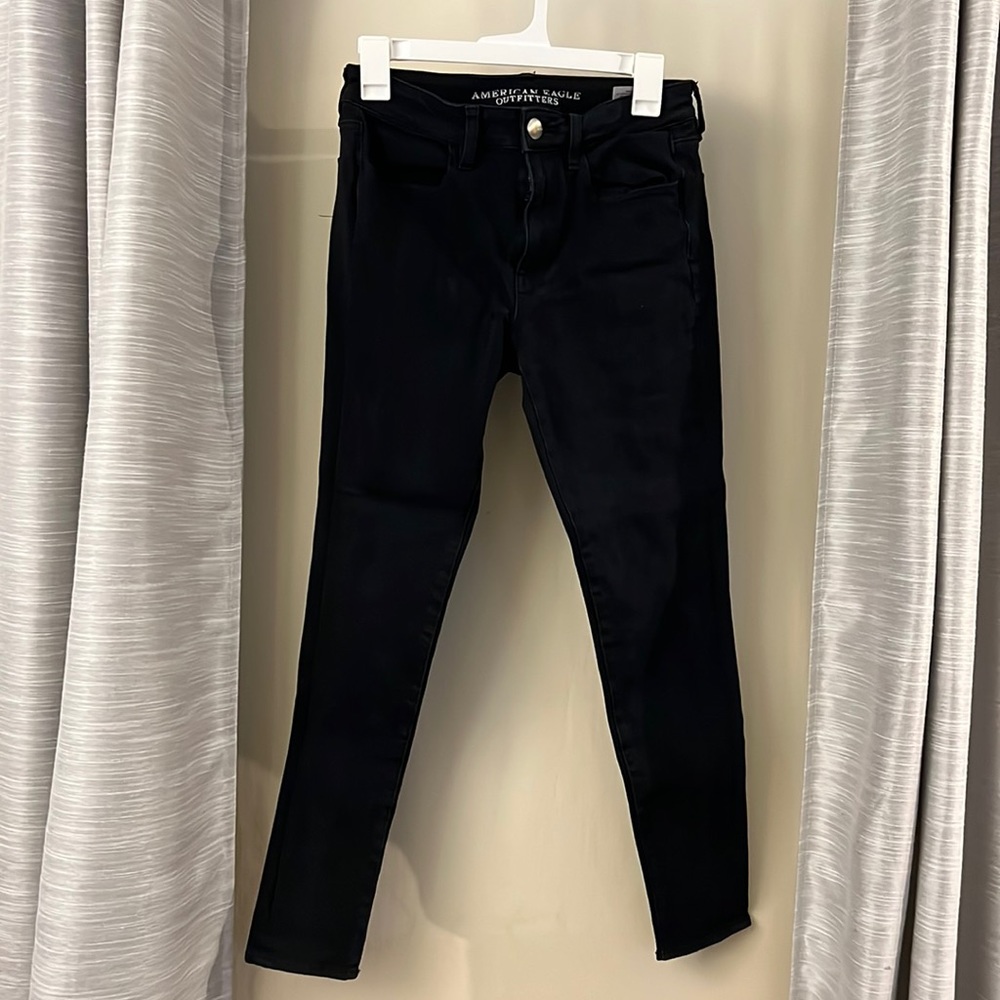 American Eagle black jeans, high rise jeggings